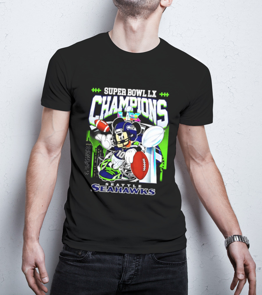 Super Bowl XLVIII Champions Mickey Mouse Seattle Seahawks T-Shirt