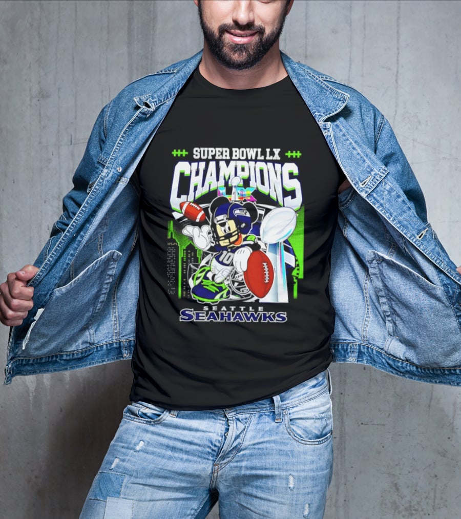 Super Bowl XLVIII Champions Mickey Mouse Seattle Seahawks T-Shirt