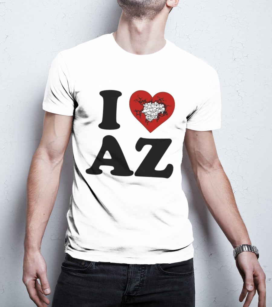 I Heart AZ Skull Filled Red Heart T-Shirt