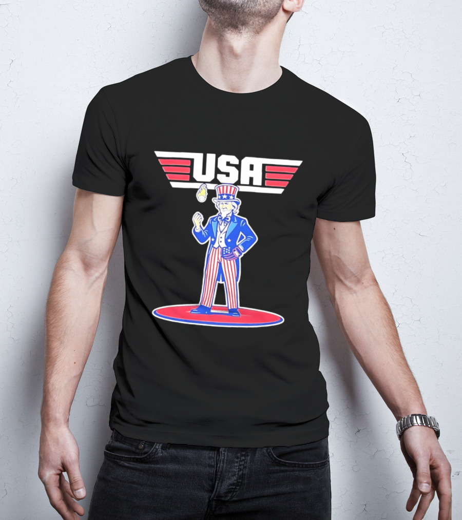 Uncle Sam USA Baseball Ace Patriotic Sports T-Shirt