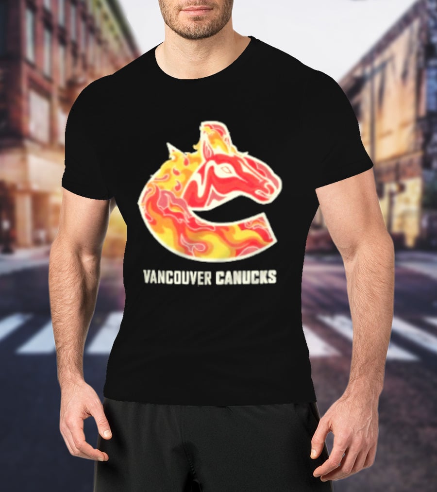 Vancouver Canucks Lunar New Year 2026 Horse Flaming T-Shirt