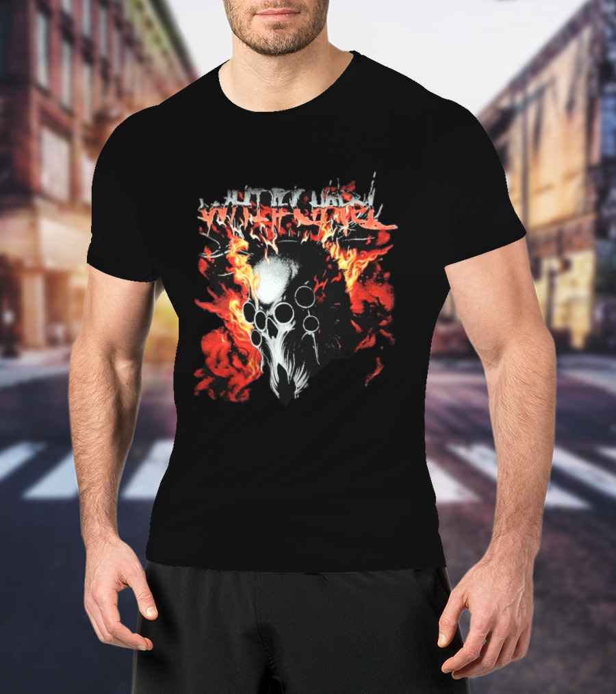 Whitechapel Inferno Skull Flames Grunge T-Shirt