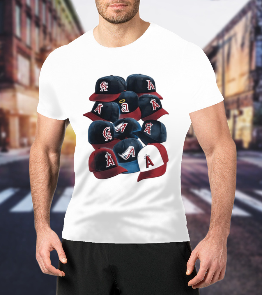 Stacked A Cap Collection With Angelic Halo And Stylized Wings T-Shirt