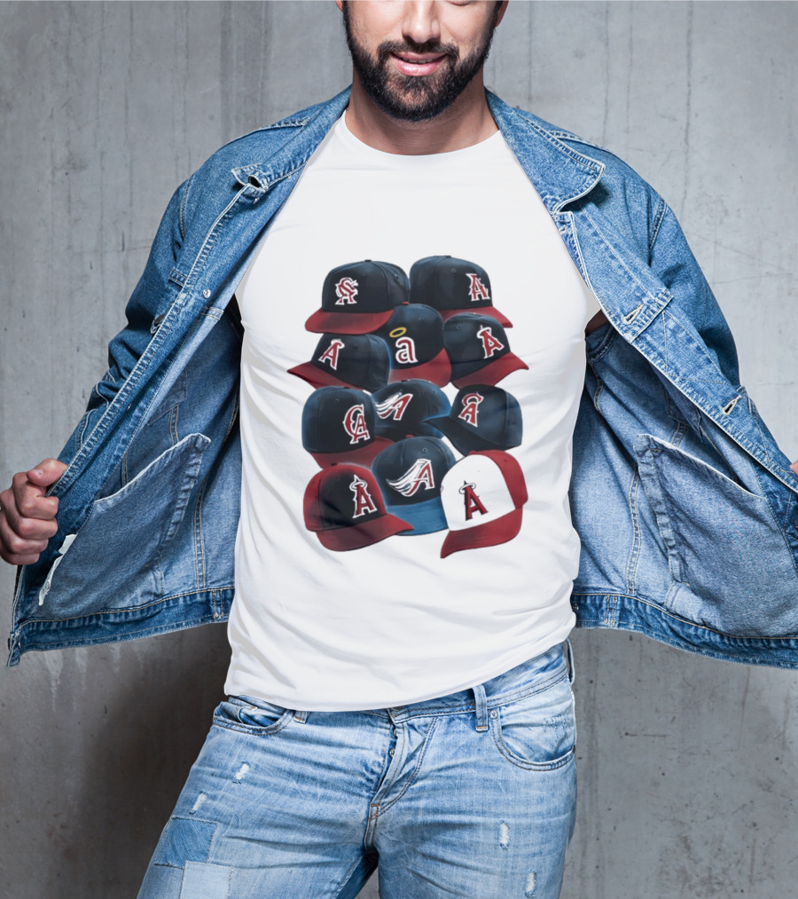 Stacked A Cap Collection With Angelic Halo And Stylized Wings T-Shirt