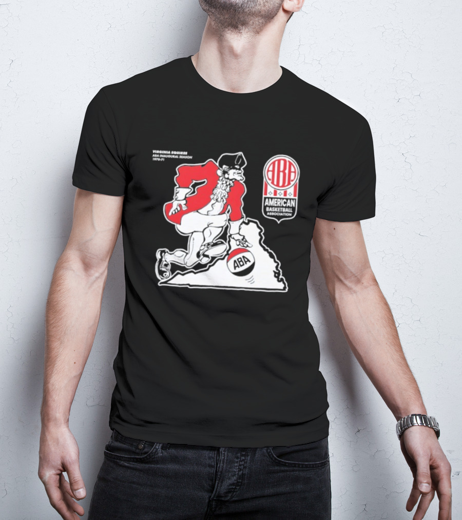 Virginia Squires ABA Basketball Map 1970s T-Shirt