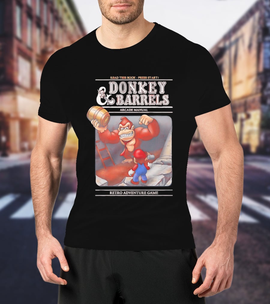Read This Book Press Start Donkey And Barrels Arcade Manual Classic Video Game T-Shirt