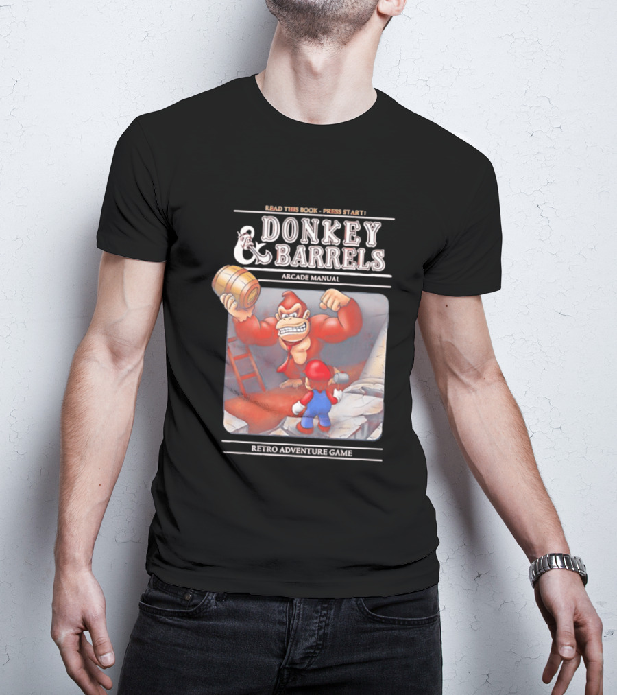 Read This Book Press Start Donkey And Barrels Arcade Manual Classic Video Game T-Shirt