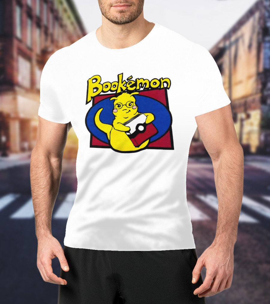 Bookemon Pikachu With Book And Pokeball T-Shirt