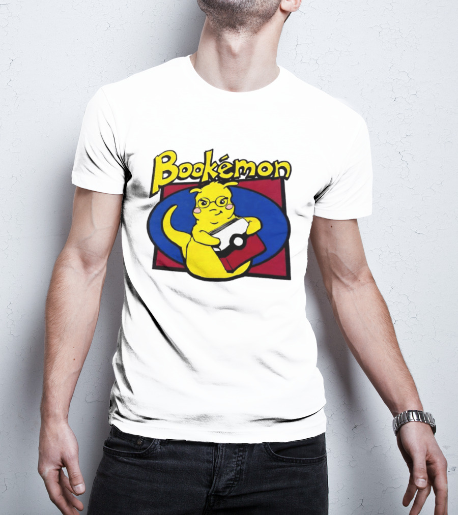 Bookemon Pikachu With Book And Pokeball T-Shirt