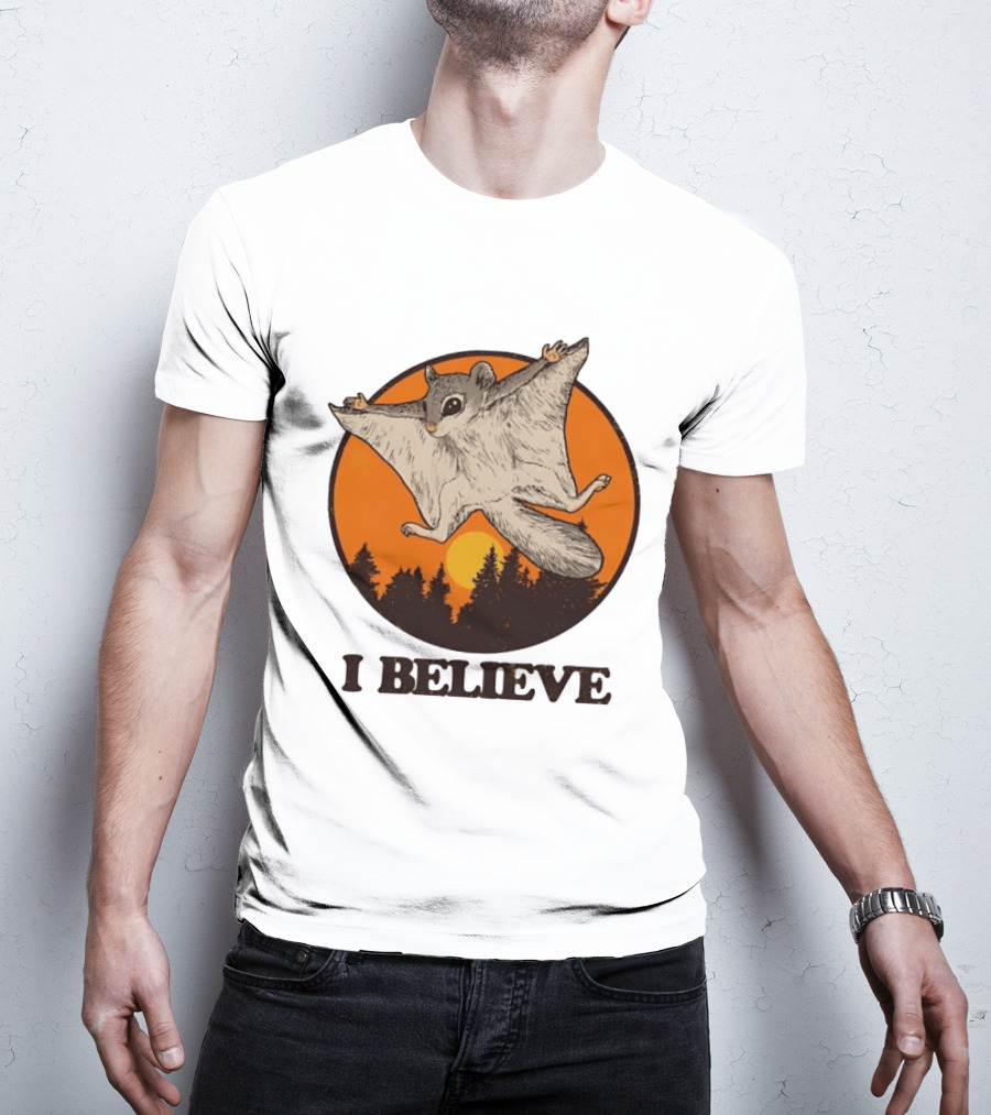 I Believe Flying Squirrel Sunset T-Shirt