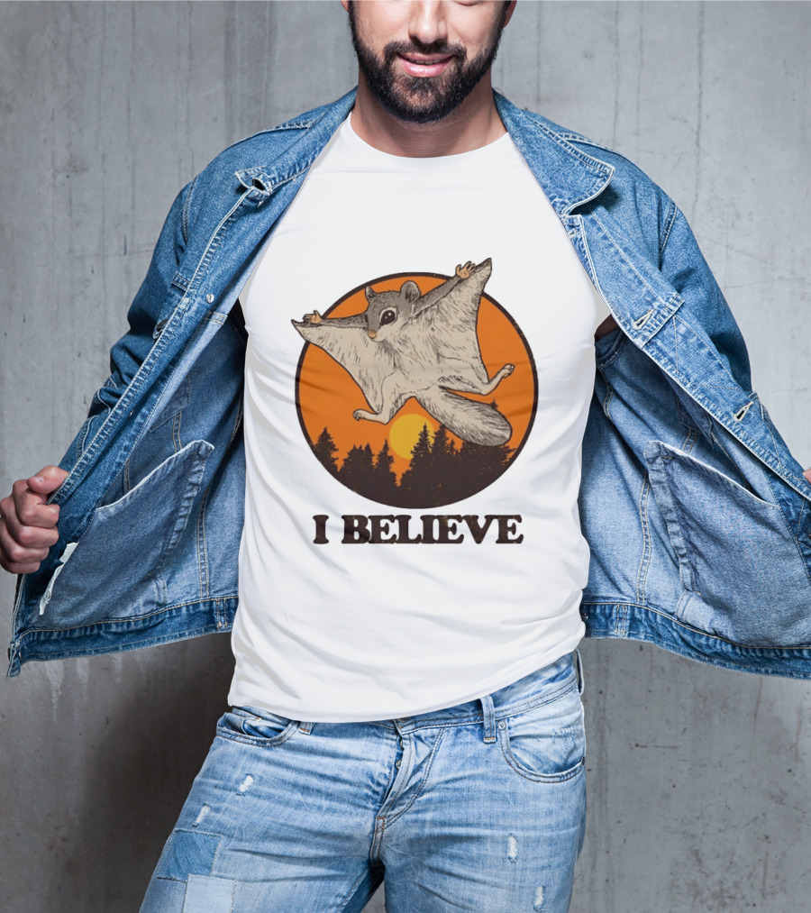 I Believe Flying Squirrel Sunset T-Shirt
