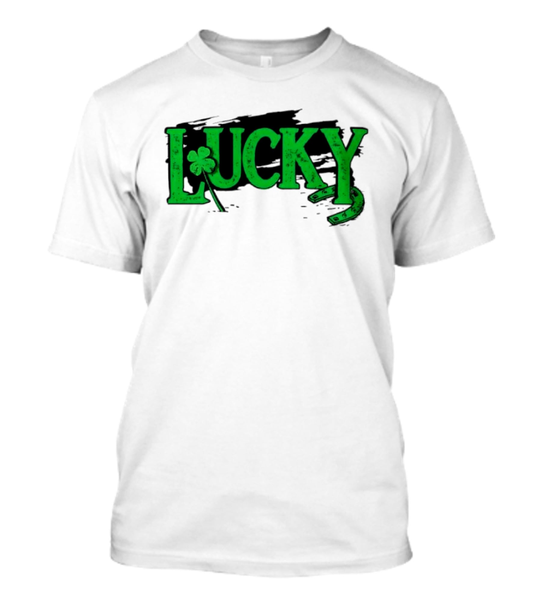 Lucky Green Horseshoe And Shamrock St. Patrick's Day T-Shirt