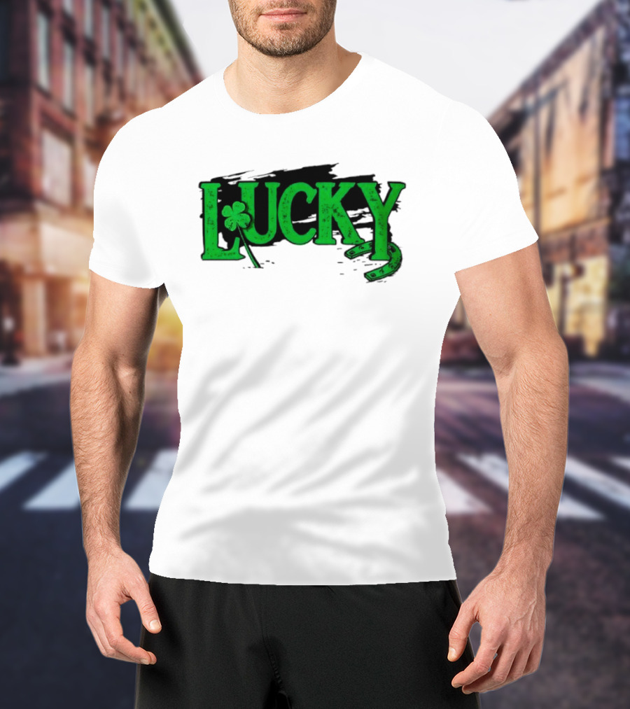Lucky Green Horseshoe And Shamrock St. Patrick's Day T-Shirt