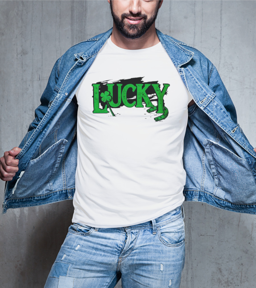 Lucky Green Horseshoe And Shamrock St. Patrick's Day T-Shirt