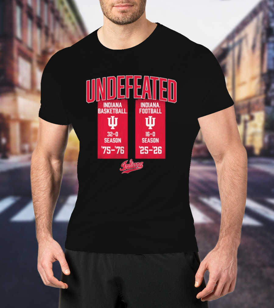 Indiana Hoosiers Undefeated 1975 76 Basketball And 1925 26 Football Seasons T-Shirt