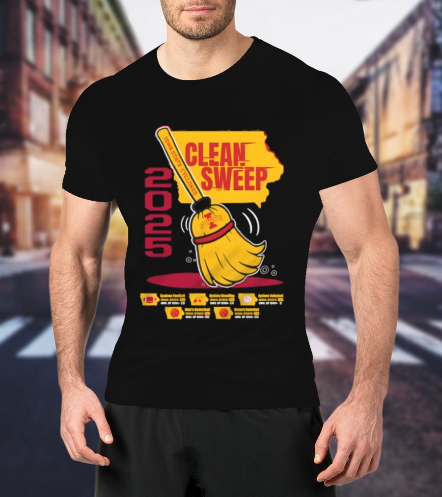 Iowa State Cyclones Clean Sweep 2025 Basketball Wrestling Volleyball Football T-Shirt