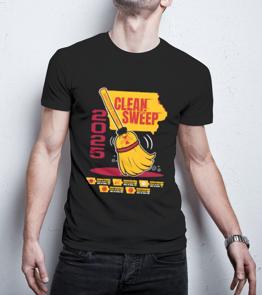 Iowa State Cyclones Clean Sweep 2025 Basketball Wrestling Volleyball Football T-Shirt