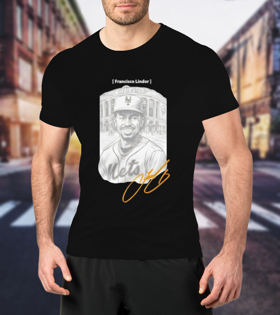 Francisco Lindor New York Mets Citi Field Signature T-Shirt