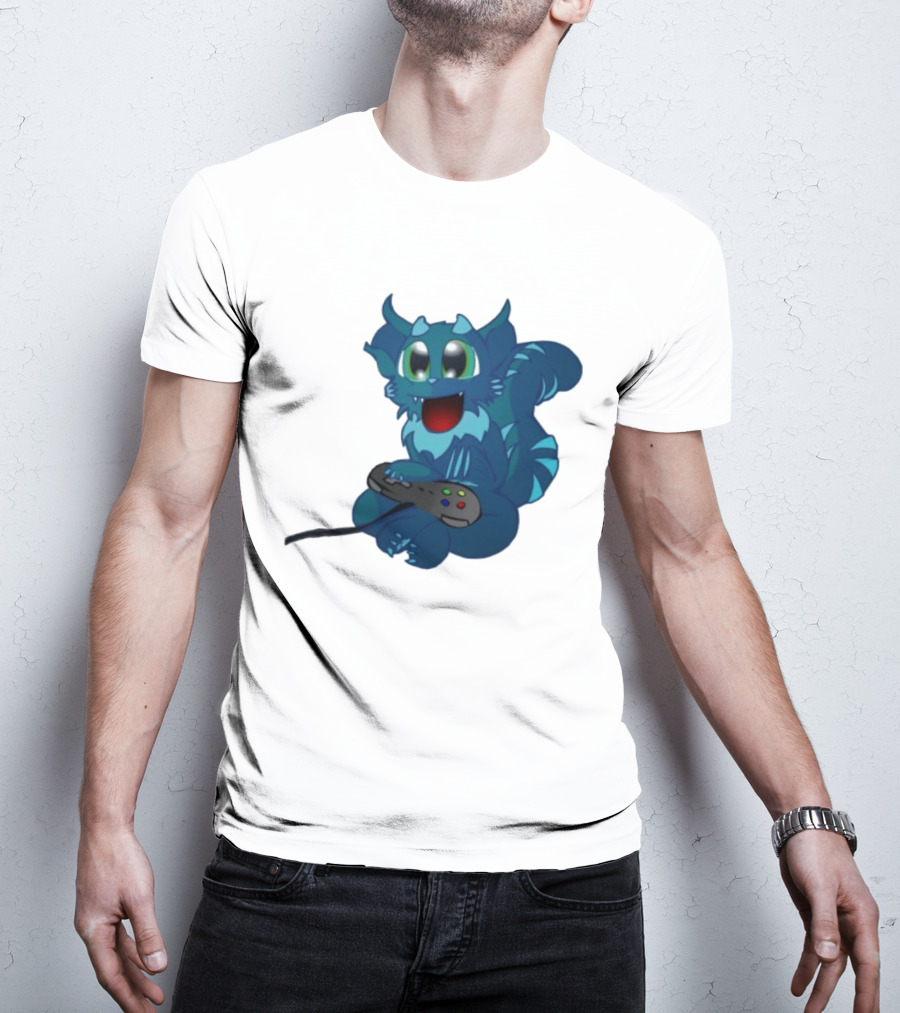 ThaBeast Gamer Blue Creature Playing Controller T-Shirt