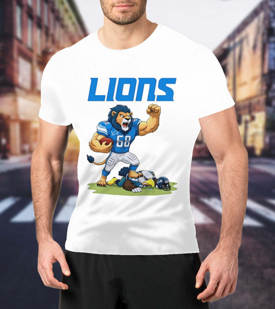 Detroit Lions Dominating Seahawks Rivalry Mascot Showdown T-Shirt