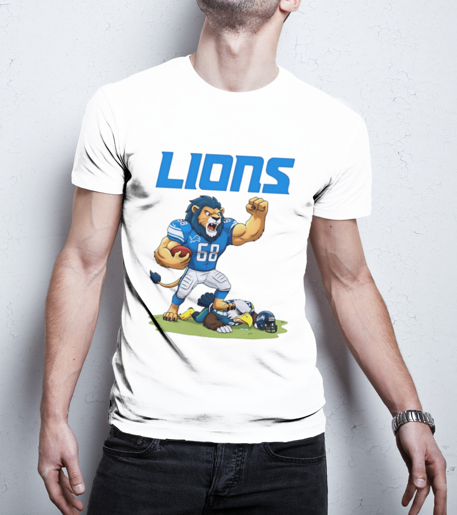 Detroit Lions Dominating Seahawks Rivalry Mascot Showdown T-Shirt