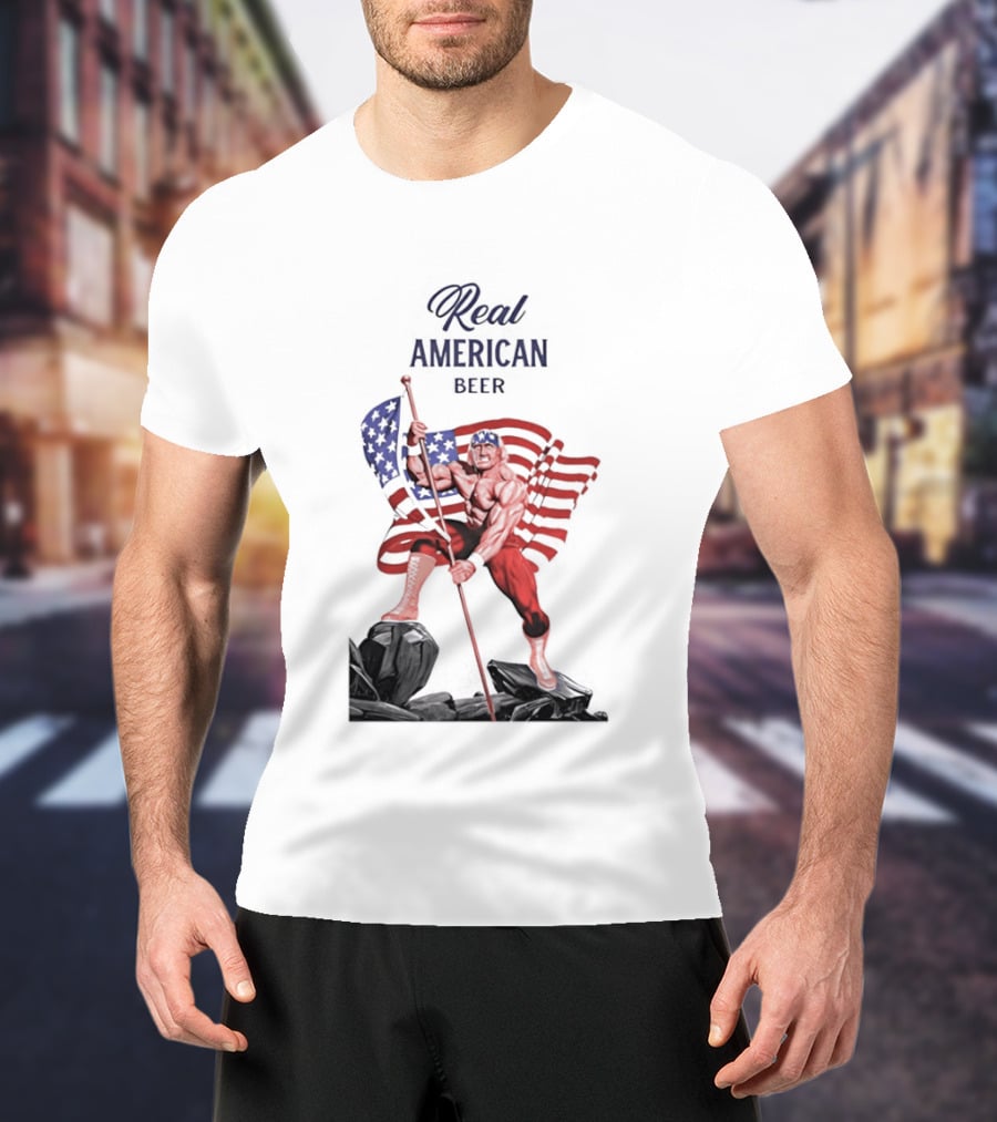 Real American Beer Hulk Hogan US Flag T-Shirt