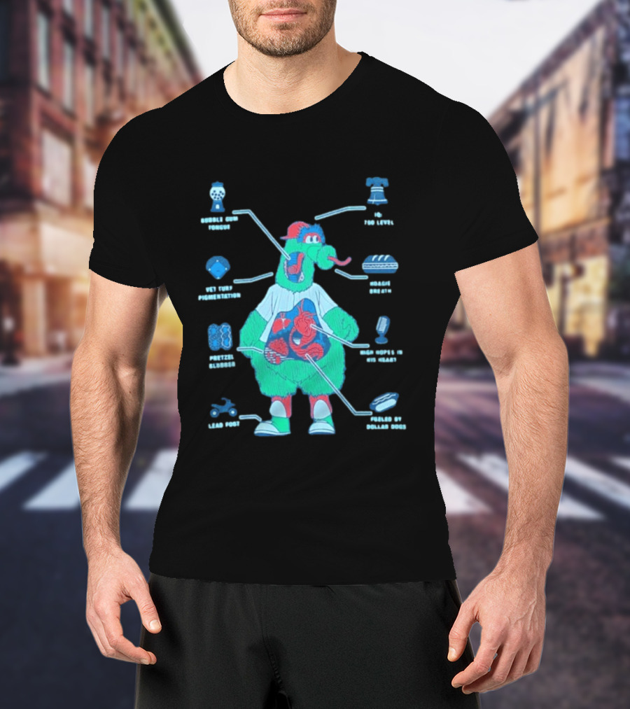 Philadelphia Phillies Phanatic Anatomy Of A Fuzz Monster T-Shirt