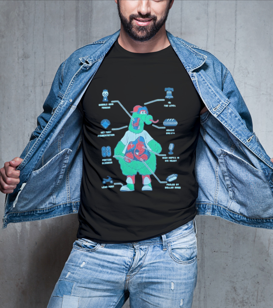 Philadelphia Phillies Phanatic Anatomy Of A Fuzz Monster T-Shirt