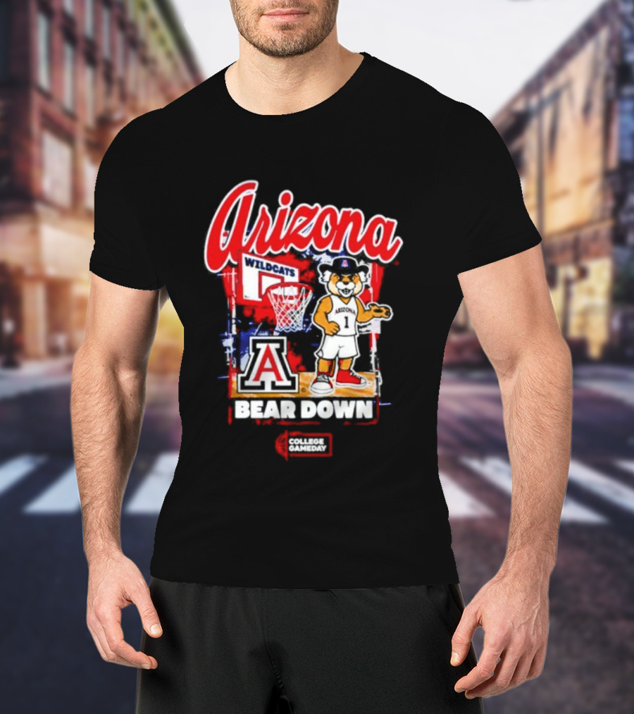 Arizona Wildcats Bear Down Basketball Mascot College Gameday T-Shirt