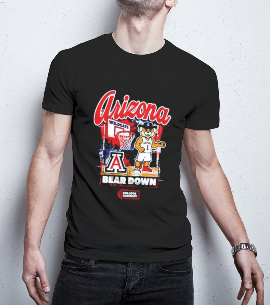 Arizona Wildcats Bear Down Basketball Mascot College Gameday T-Shirt