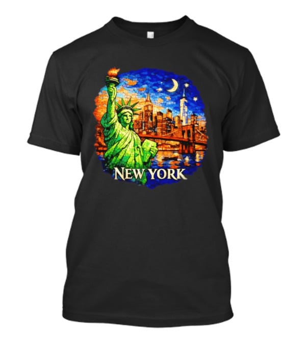 New York City Statue Of Liberty And Skyline Mosaic T-Shirt