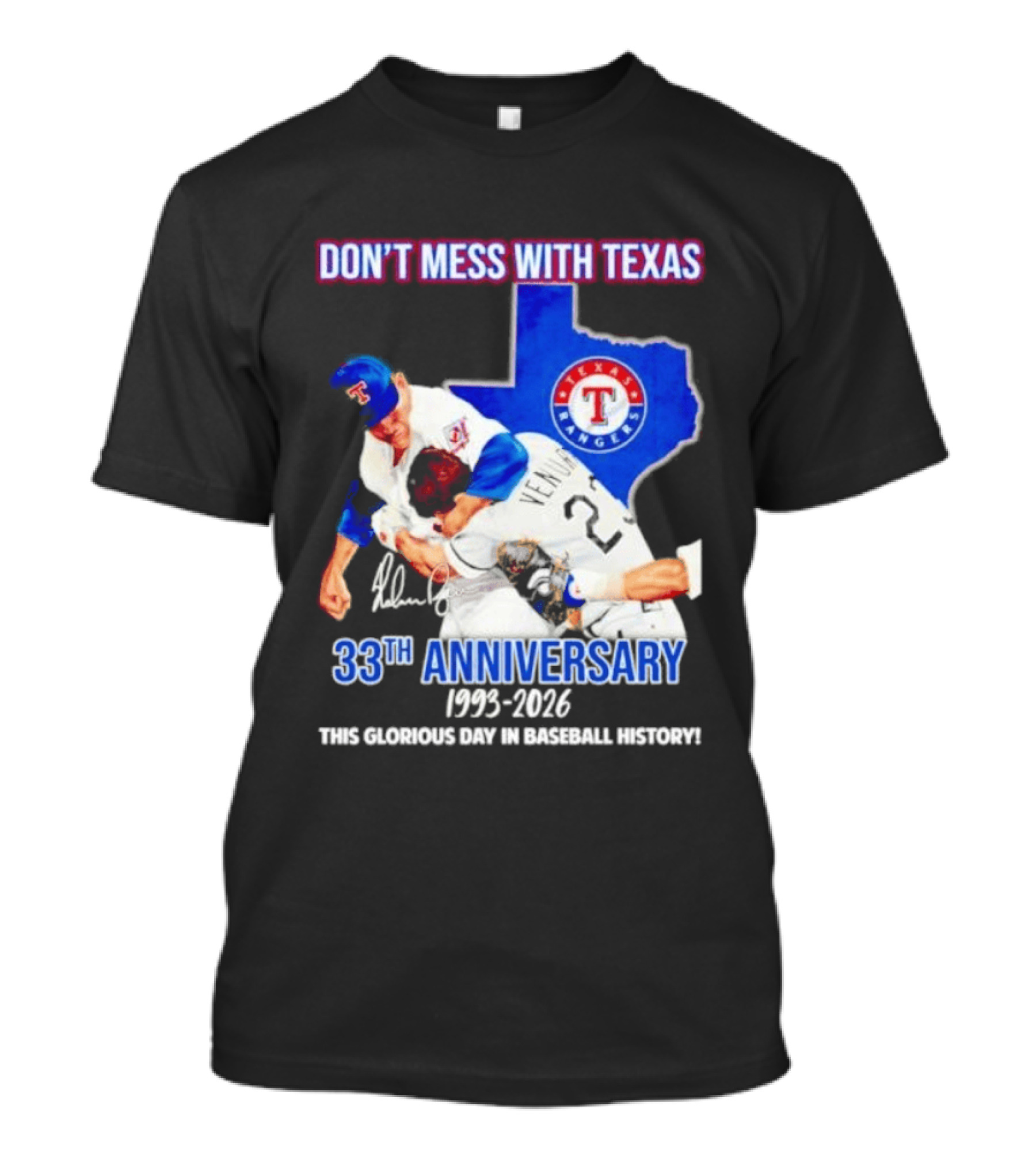 Nolan Ryan Robin Ventura Texas Rangers 33rd Anniversary 1993 2026 Baseball History T-Shirt