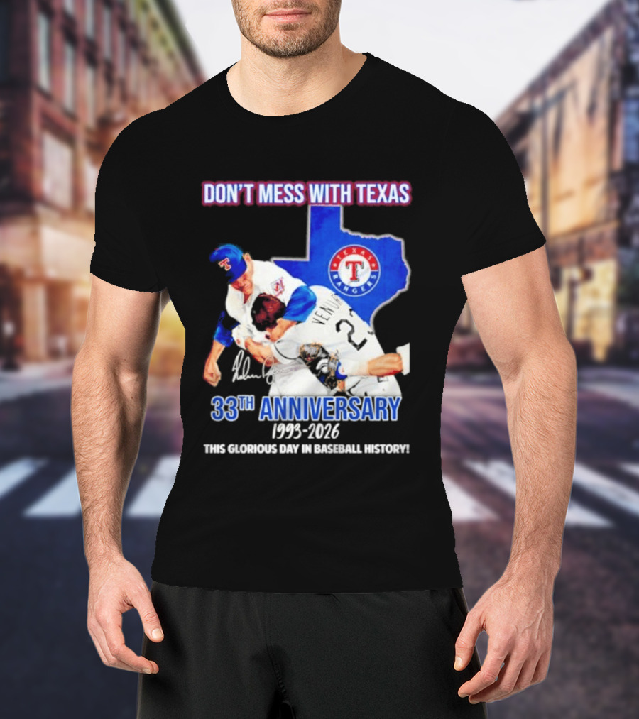Nolan Ryan Robin Ventura Texas Rangers 33rd Anniversary 1993 2026 Baseball History T-Shirt