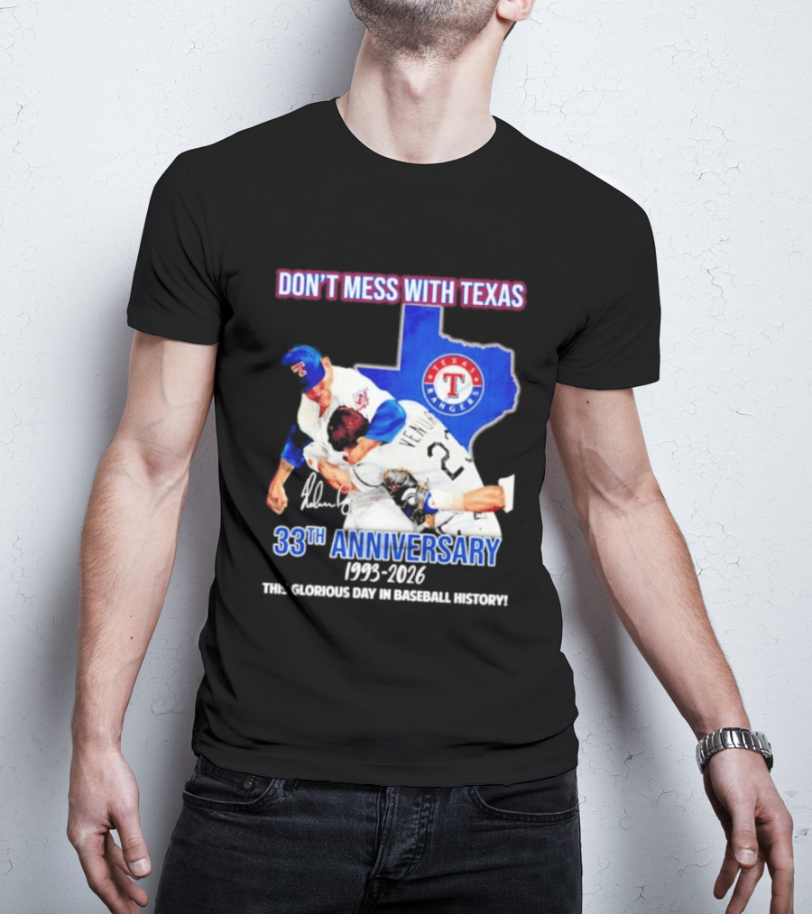 Nolan Ryan Robin Ventura Texas Rangers 33rd Anniversary 1993 2026 Baseball History T-Shirt