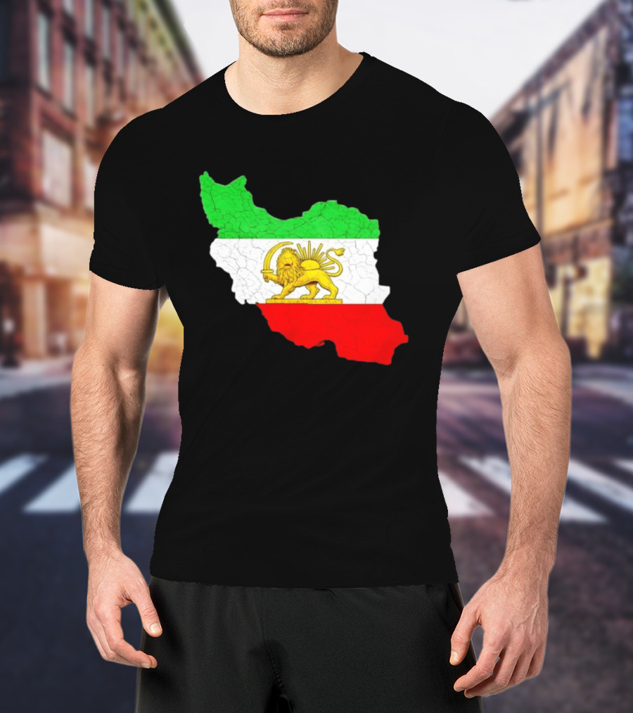 Iran Map With Lion And Sun Persian Heritage T-Shirt