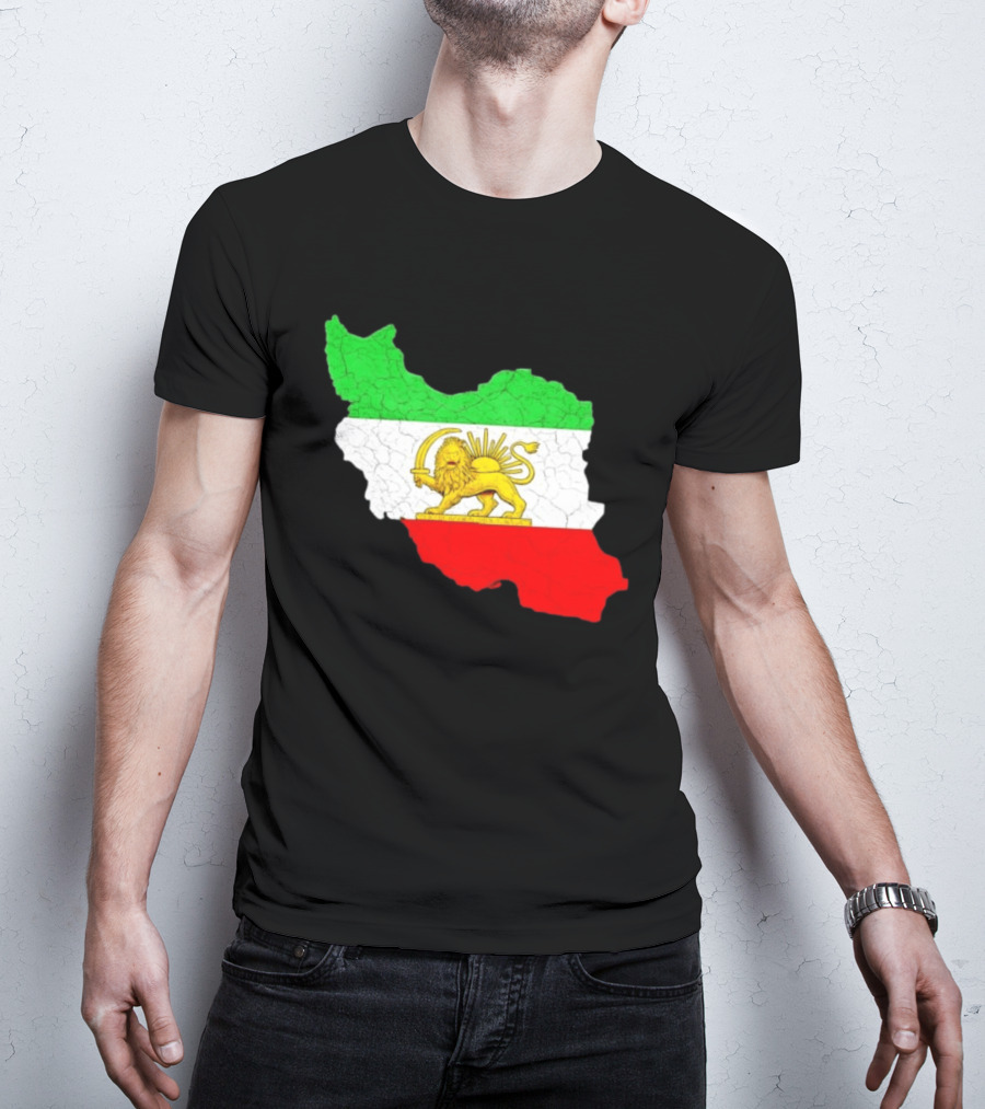 Iran Map With Lion And Sun Persian Heritage T-Shirt