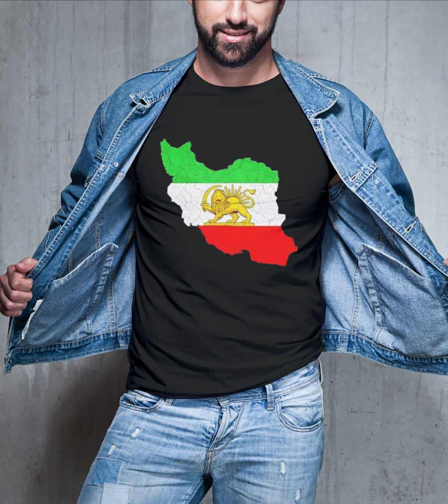 Iran Map With Lion And Sun Persian Heritage T-Shirt
