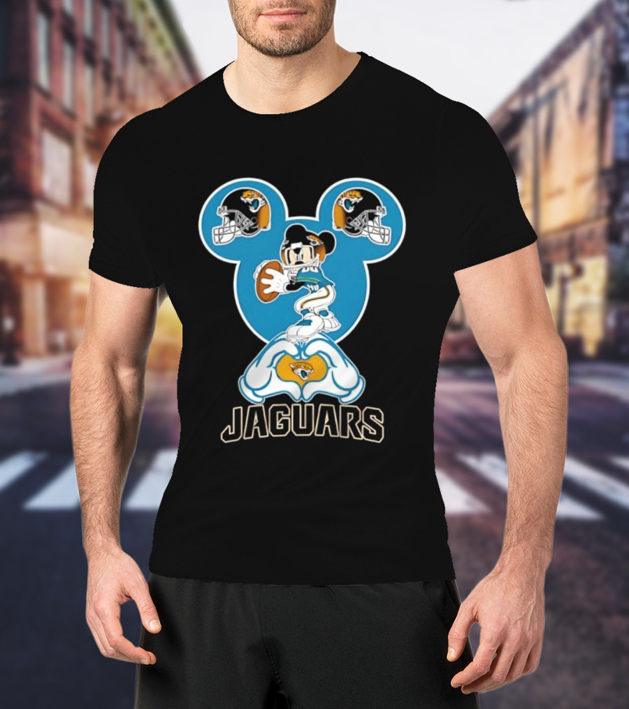 Mickey Mouse Jacksonville Jaguars Football Love Hands T-Shirt