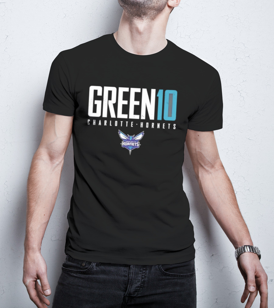 Green 10 Charlotte Hornets Basketball Iconic Number T-Shirt