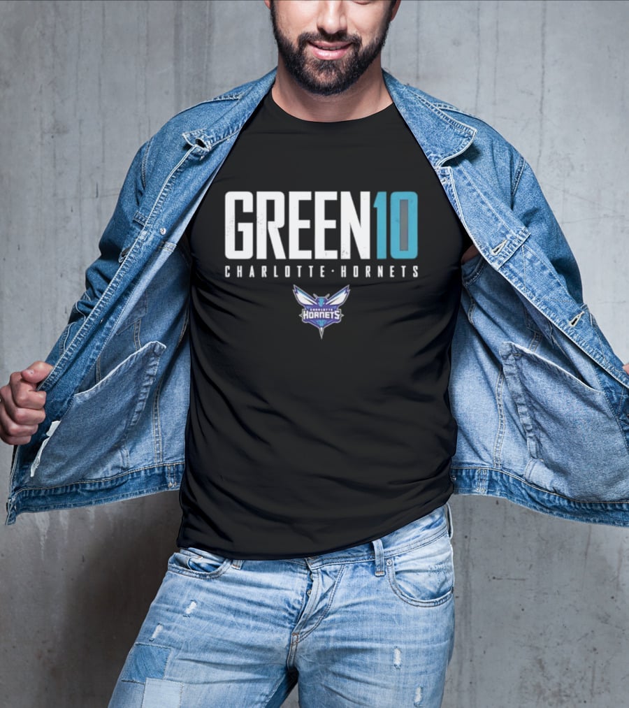 Green 10 Charlotte Hornets Basketball Iconic Number T-Shirt