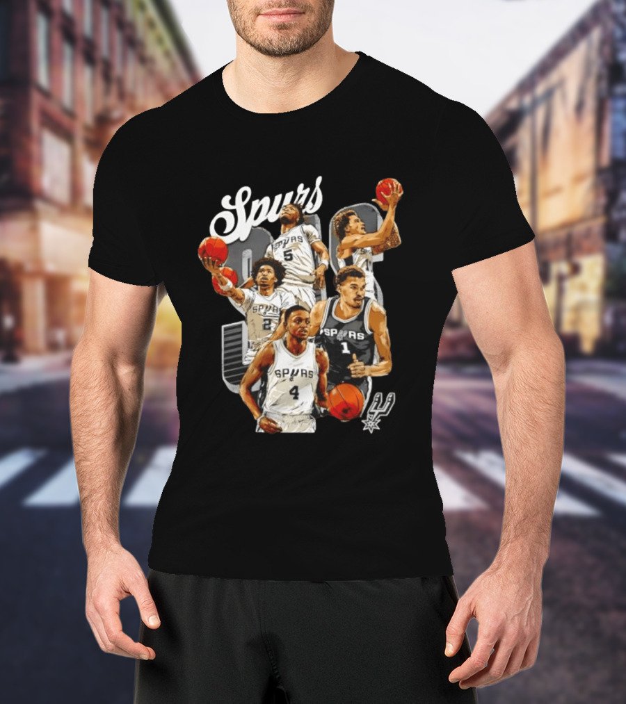San Antonio Spurs 2026 Starting Five Team Players With Basketballs T-Shirt