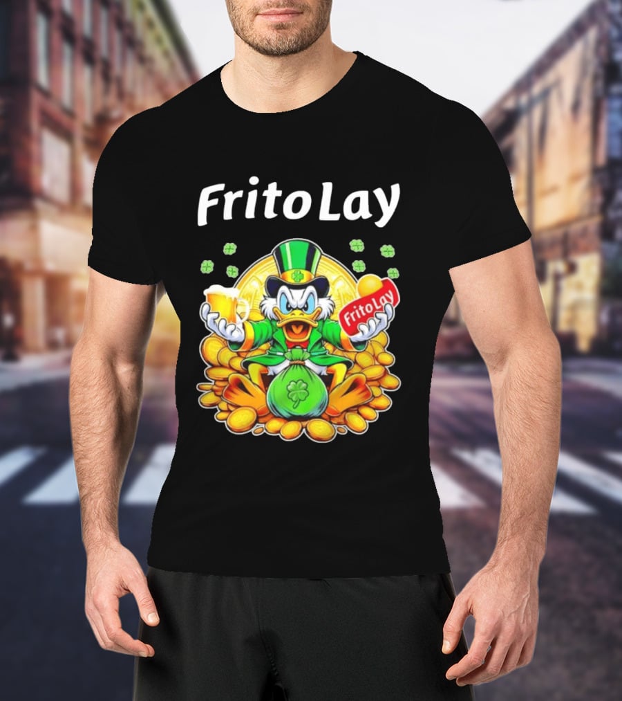 Frito Lay Scrooge McDuck St Patrick's Day Luck Coins Clover Beer T-Shirt