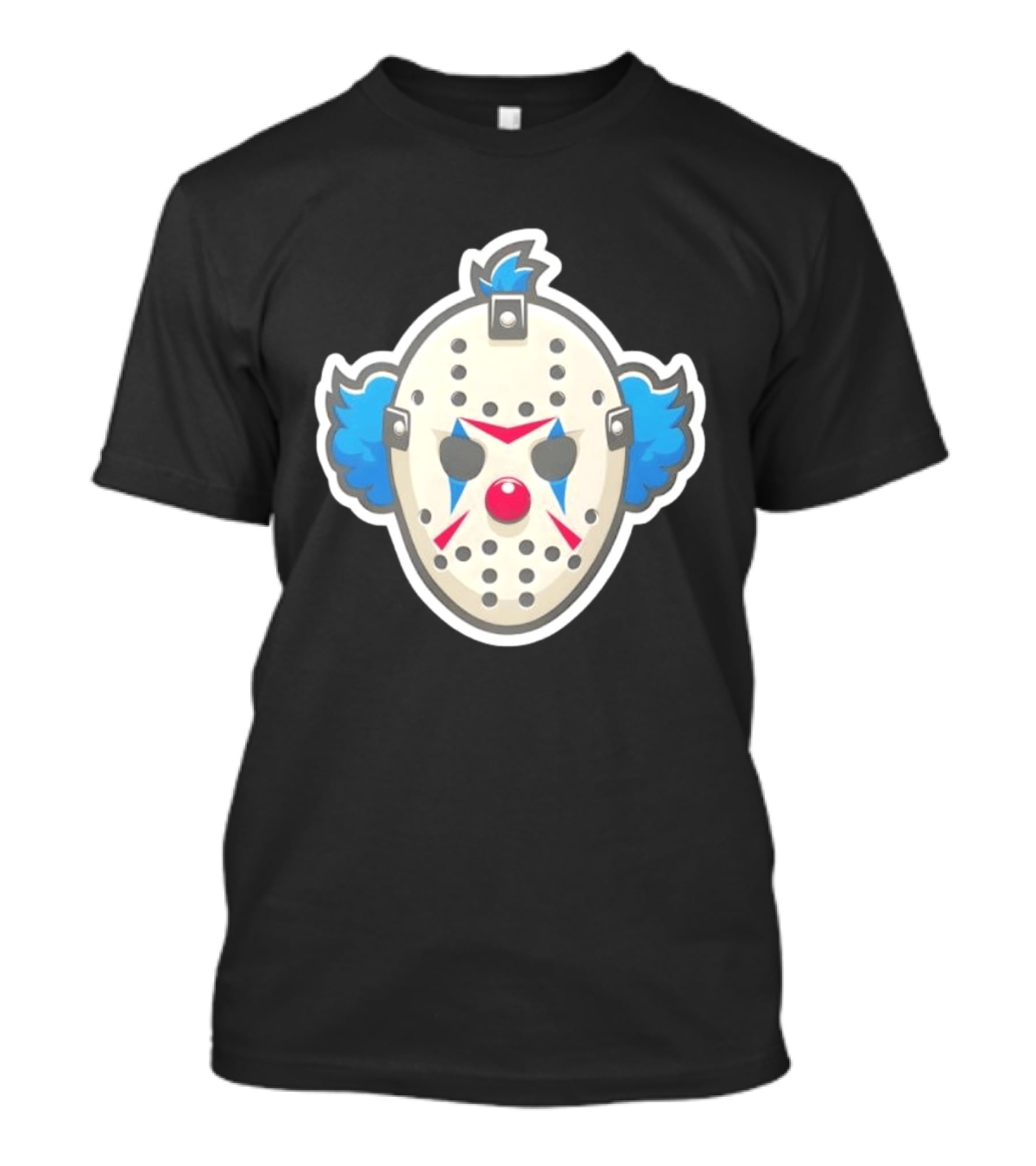 Killer Clown Hockey Mask Horror Mashup Iconic Creepy Face T-Shirt