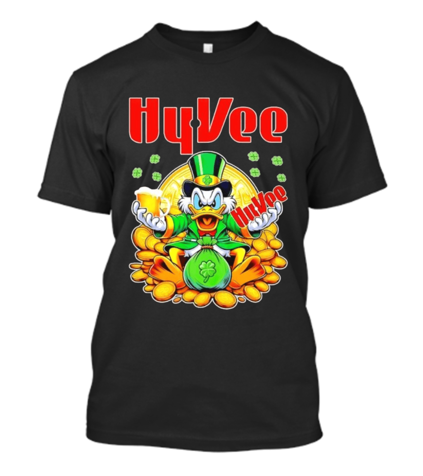HyVee Scrooge McDuck St Patrick's Day Celebration With Gold Coins And Clover T-Shirt