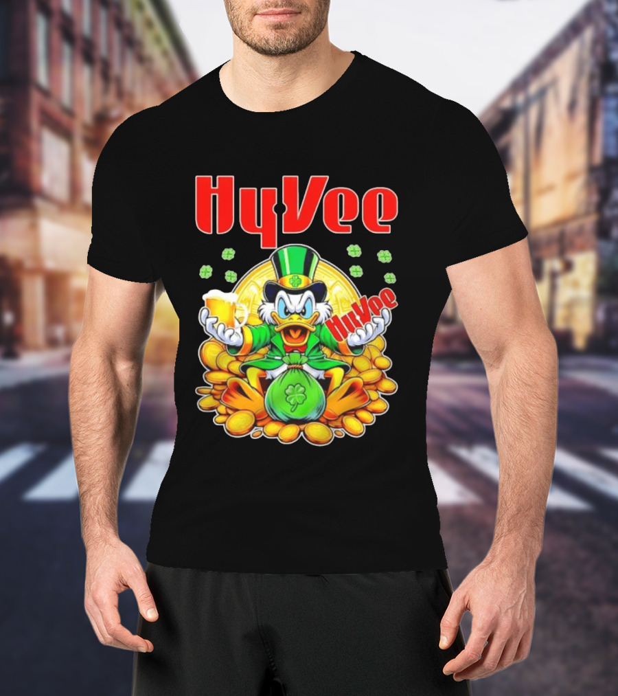 HyVee Scrooge McDuck St Patrick's Day Celebration With Gold Coins And Clover T-Shirt