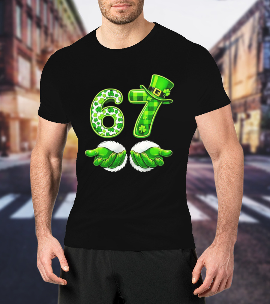 St Patricks Day 67 Shamrock Irish Clover Meme Green Hat Luck T-Shirt