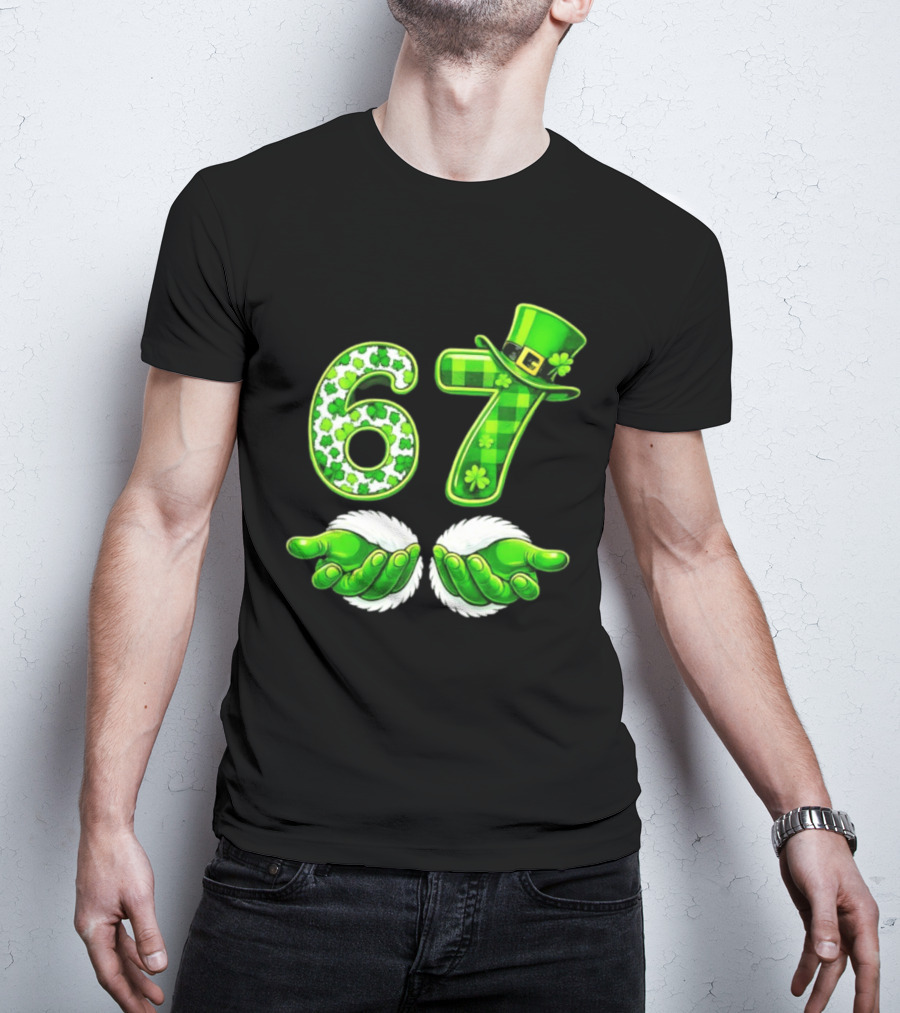 St Patricks Day 67 Shamrock Irish Clover Meme Green Hat Luck T-Shirt