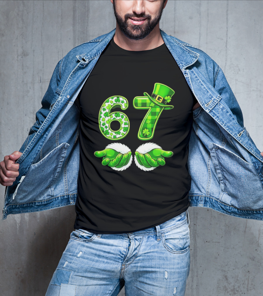 St Patricks Day 67 Shamrock Irish Clover Meme Green Hat Luck T-Shirt