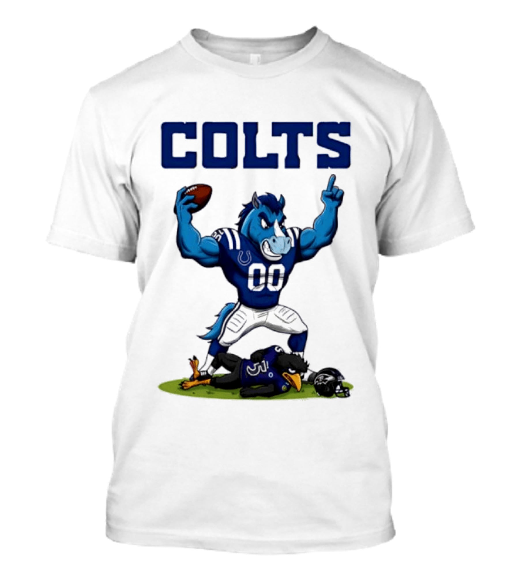 Indianapolis Colts Horse Mascot Defeats Baltimore Ravens Bird Rivalry Football Showdown T-Shirt