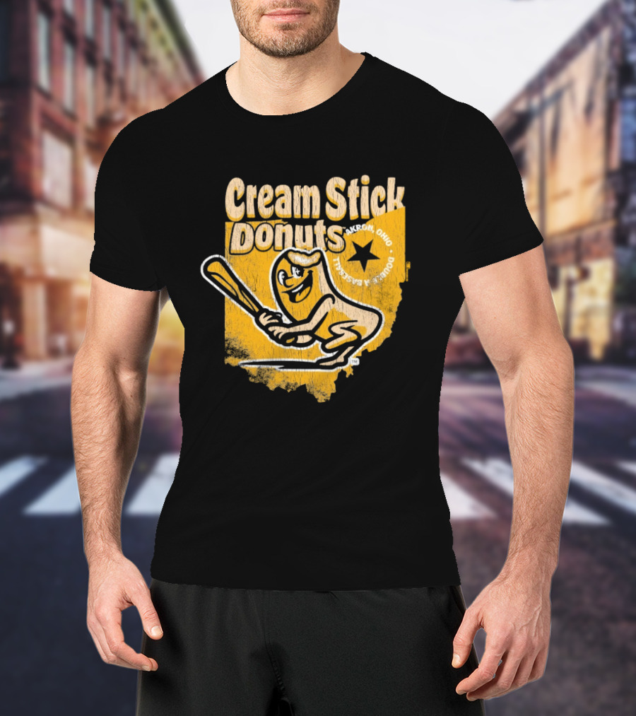 Cream Stick Donuts Ohio Baseball Star Buckeye T-Shirt